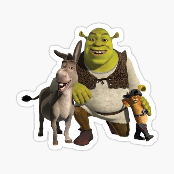 Puss In Boots Shrek And Donkey Sticker For Sale By Morphey Redbubble