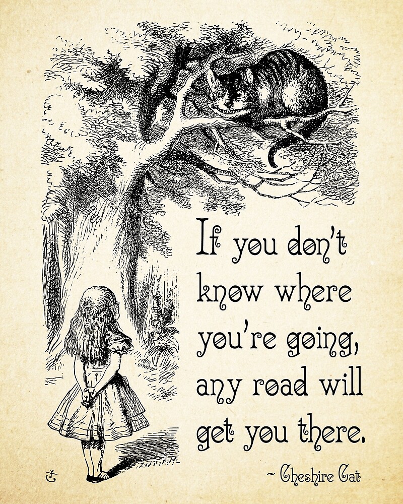 "Alice in Wonderland Quote Any Road Cheshire Cat Quote 0106" by