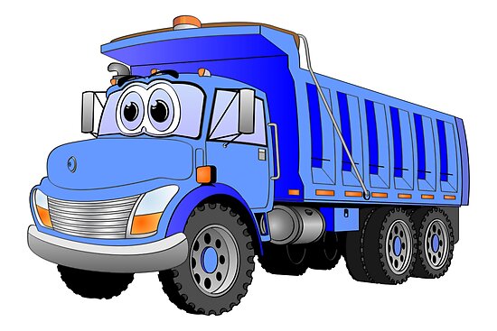 \u0026quot;Blue Dump Truck 3 Axle Cartoon\u0026quot; by Graphxpro  Redbubble