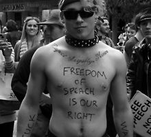 Protestor at Anti Anti Swearing Protest by Andrew Makowiecki