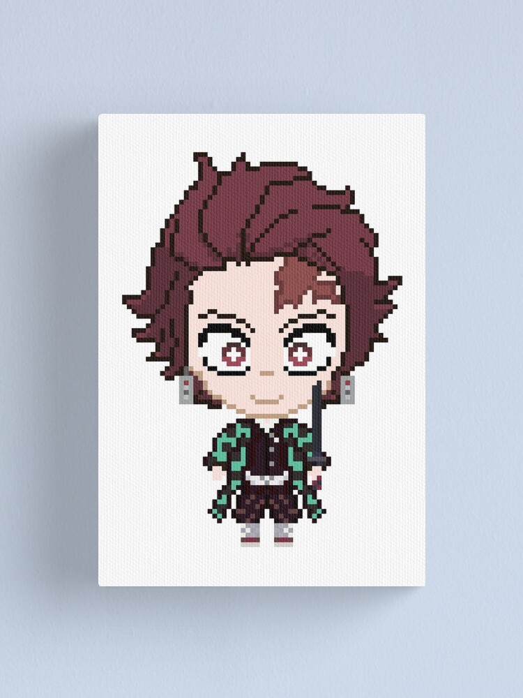 Demon Slayer Tanjiro Kamado Pixel Art Canvas Print By Dirrajnoswal