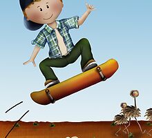 Skateboard jumps over sheep by Kristy Spring-Brown