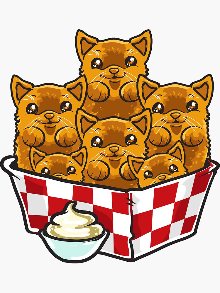 Cute Adorable Cat Kawaii Cartoon And Chicken Nugget Lover Design