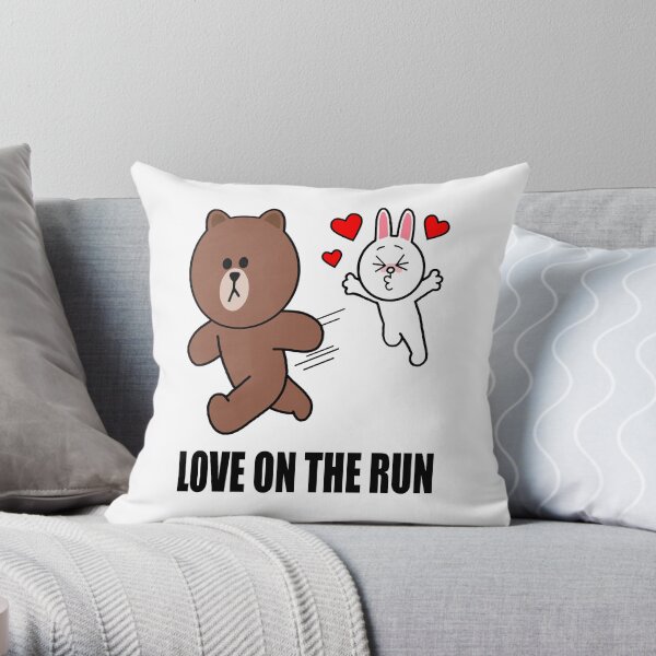 Brown Bear Cony Bunny Rabbit Love On The Run Throw Pillow For Sale By