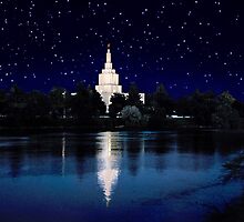 Starry Night Idaho Falls Temple 20x30 by Ken Fortie