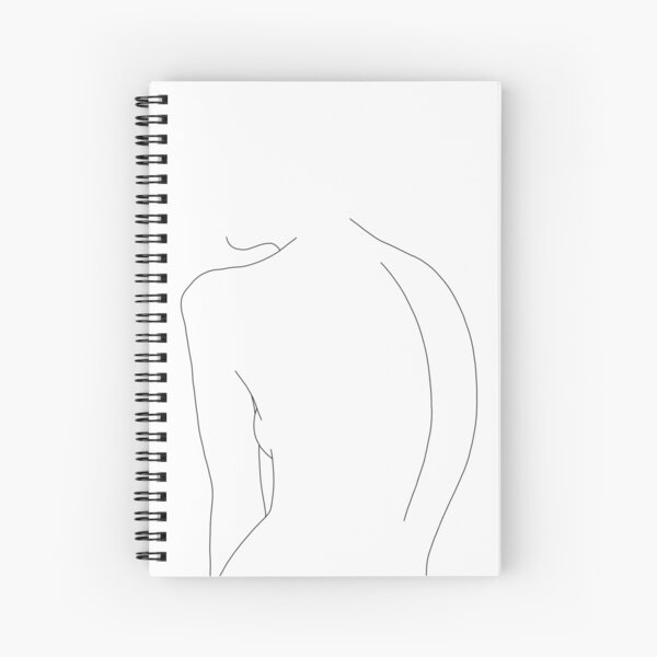 Nude Back Line Drawing Illustration Alex Spiral Notebook For Sale