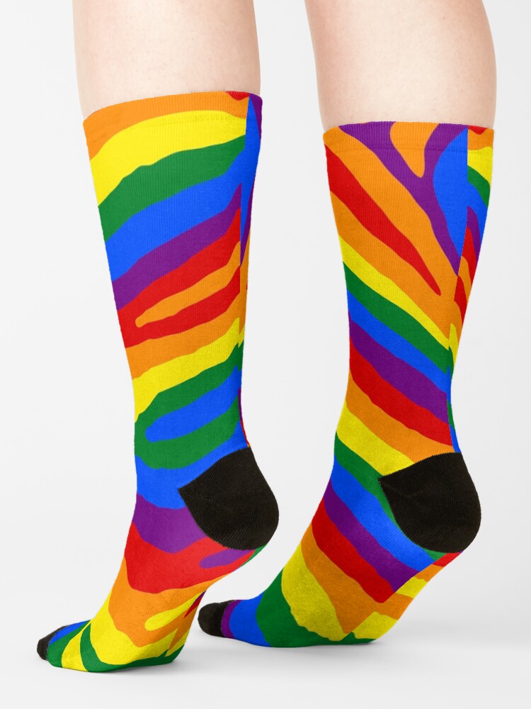 Gay Pride Rainbow Flag Zebra Safari Stripes Socks By Podartist