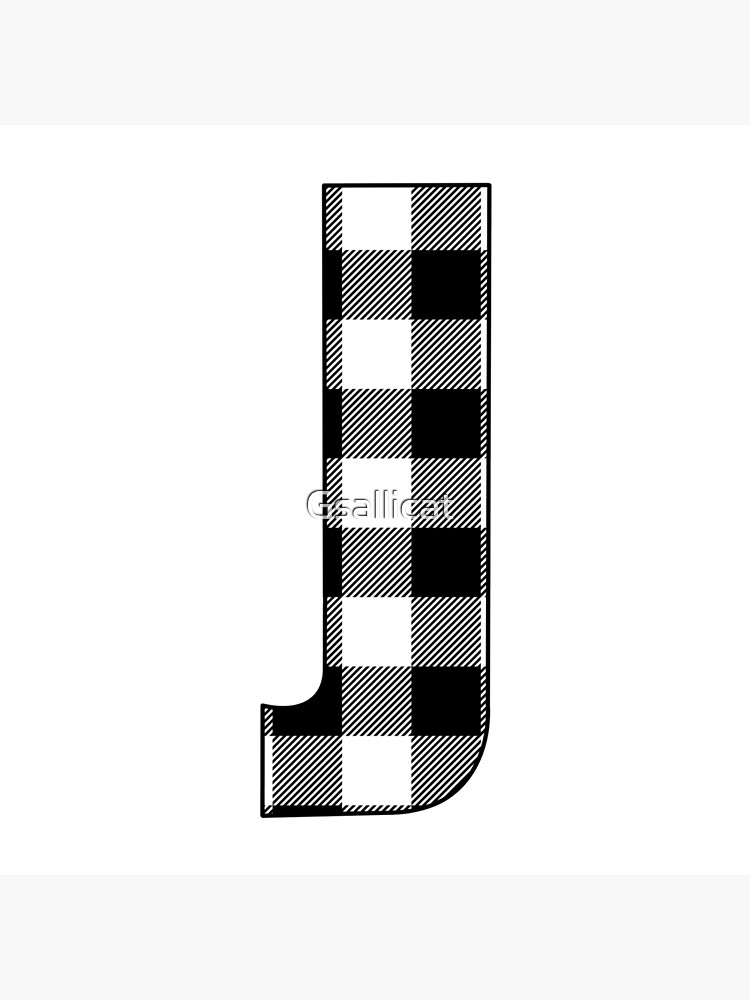 Letter J Monogram Black And White Buffalo Plaid Check Poster For Sale