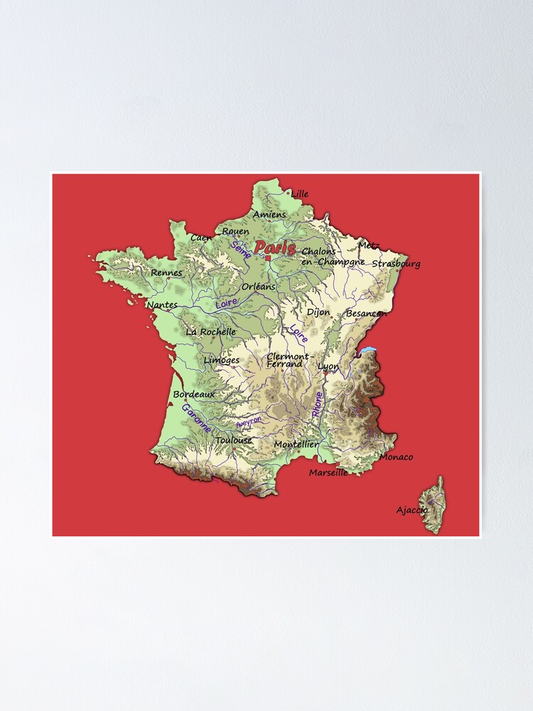 Relief Map Of France Topographic Map Of France With Capitals And Major