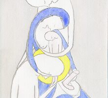 Joseph, Mary and Child, the Archangel Gabriel and the Lily by Ina Mar