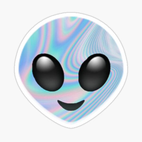 Holographic Alien Emoji Sticker Sticker By Ninafromtwitter Redbubble