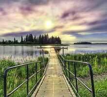 Boardwalk into Sunset HDR by Myron Watamaniuk