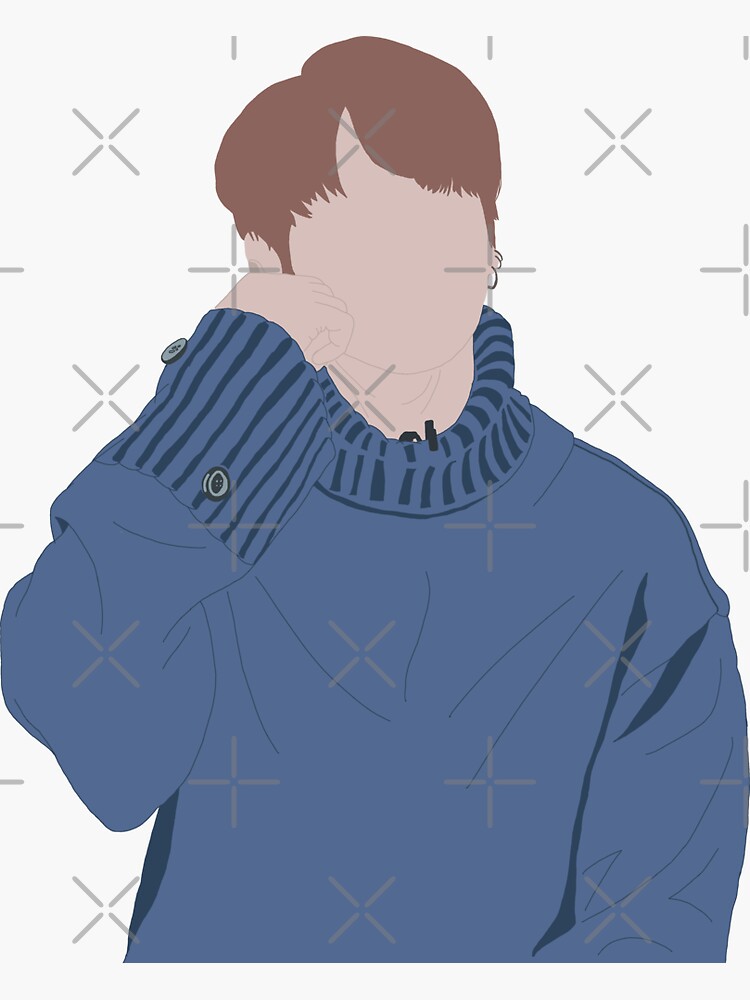 Bts Jungkook Famous Blue Sweater Jk Design Sticker For Sale By