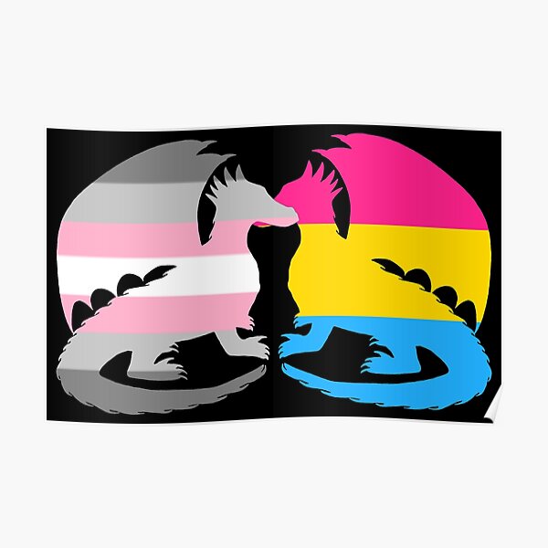 Pansexual Demigirl Pride Dragons Poster By Shaneisadragon Redbubble