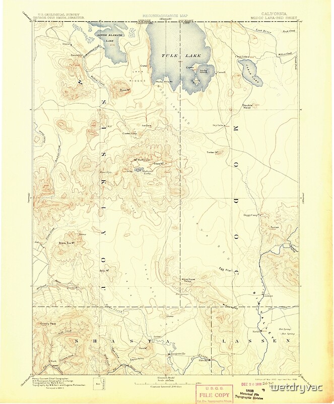"USGS Topo Map California Modoc Lava Bed 299834 1892 250000" Posters by