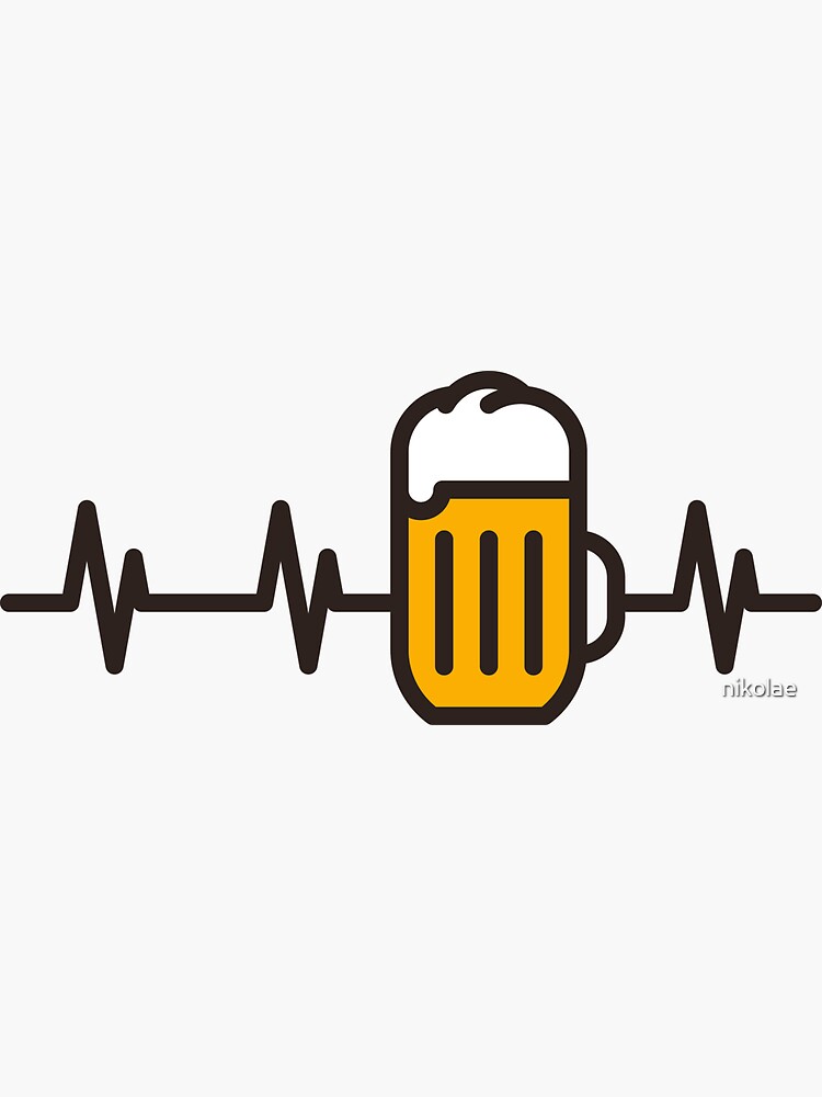 Beer Heartbeat Party Shirt Sticker For Sale By Nikolae Redbubble