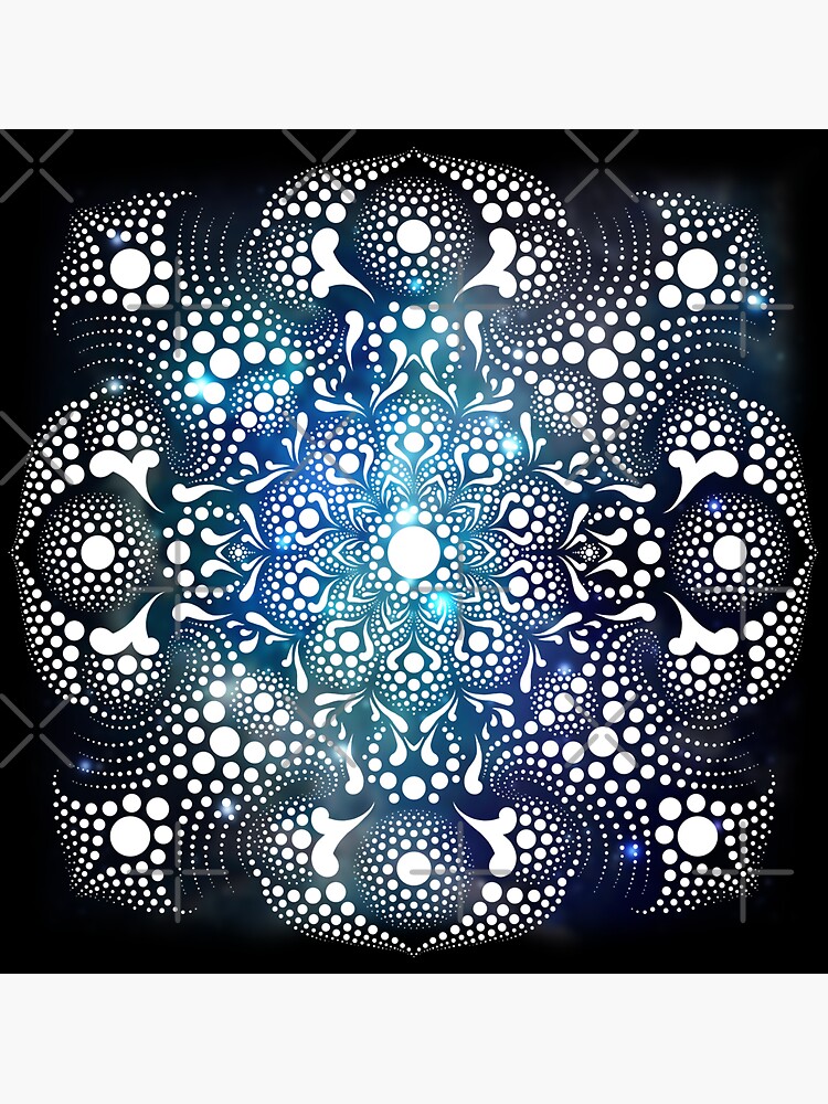 Pegatina Mandala De Puntillismo En Azul De Hs Design Redbubble