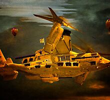 "The Osprey" - A Golden Steam Powered Flying Gunship by Chris Lord