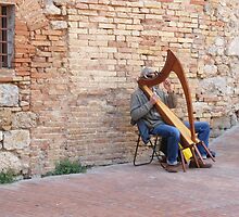 The Harpist Of San Gimignano by Fara