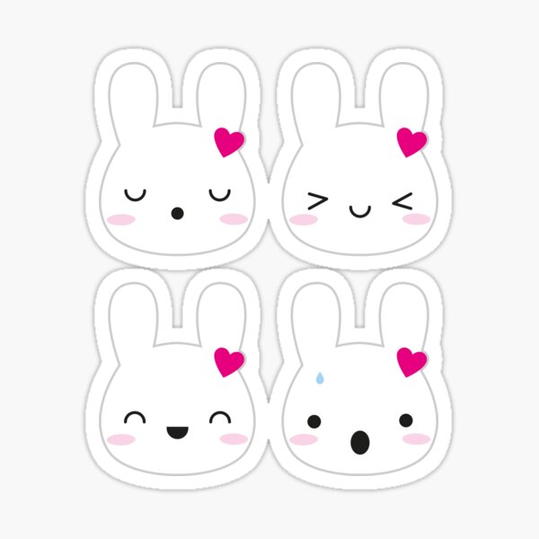 Kawaii Bunny Emotions Sticker For Sale By Marcelinesmith Redbubble