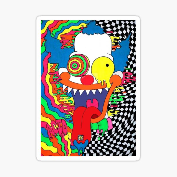 Trippy Krusty The Clown Sticker For Sale By Gaspfeed Redbubble