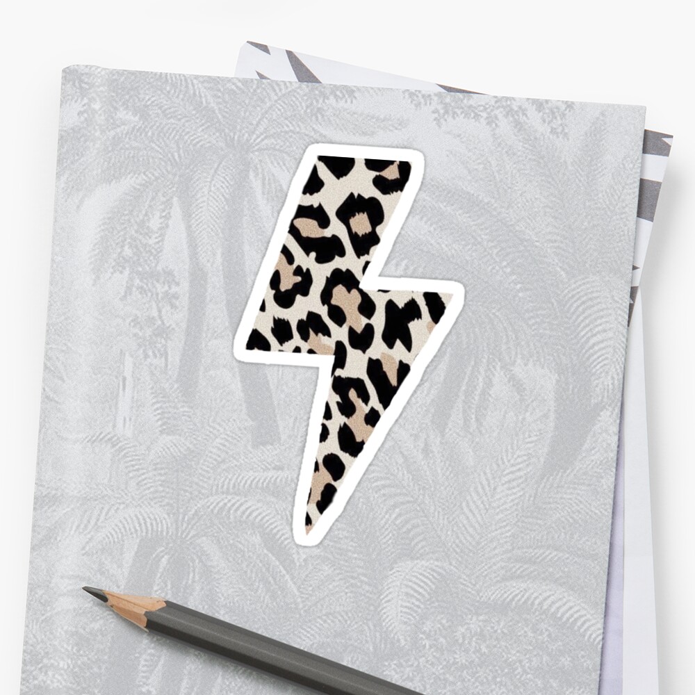 Cheetah Print Lightning Bolt Sticker Sticker By Annaj123 Redbubble