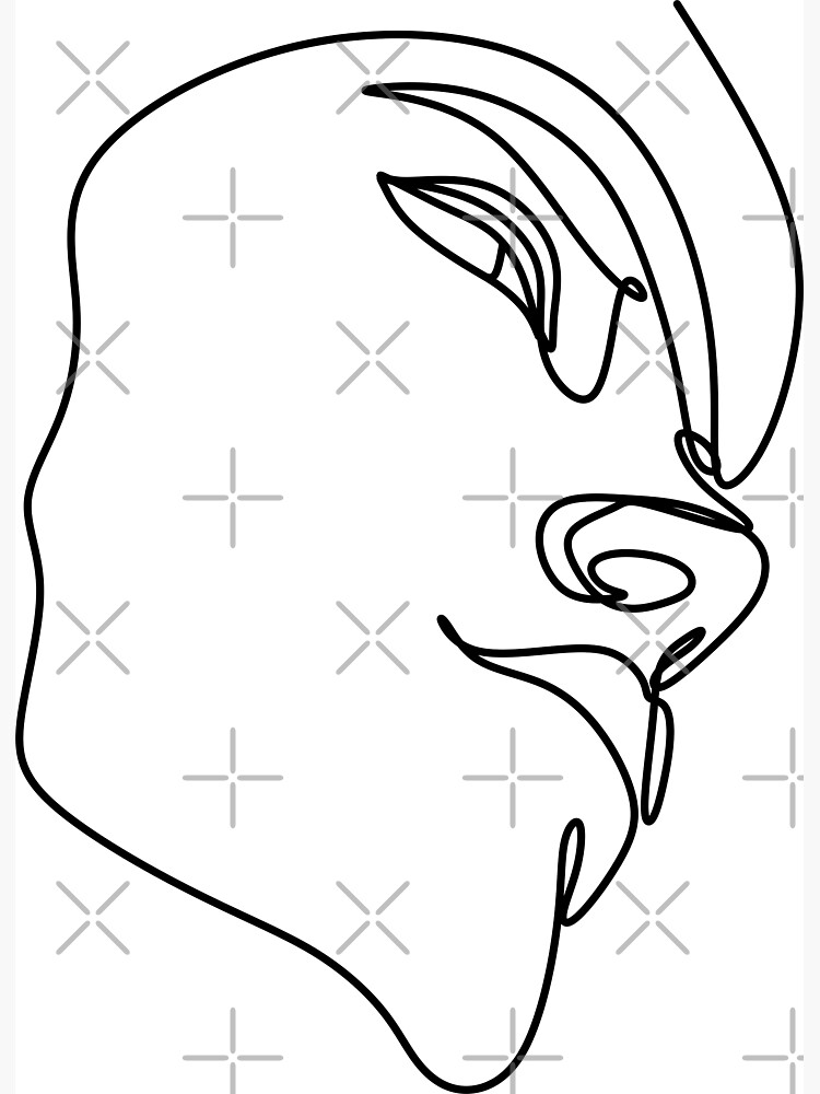 Abstract Face One Drawing Portrait Minimalistic Style Nude Line Art