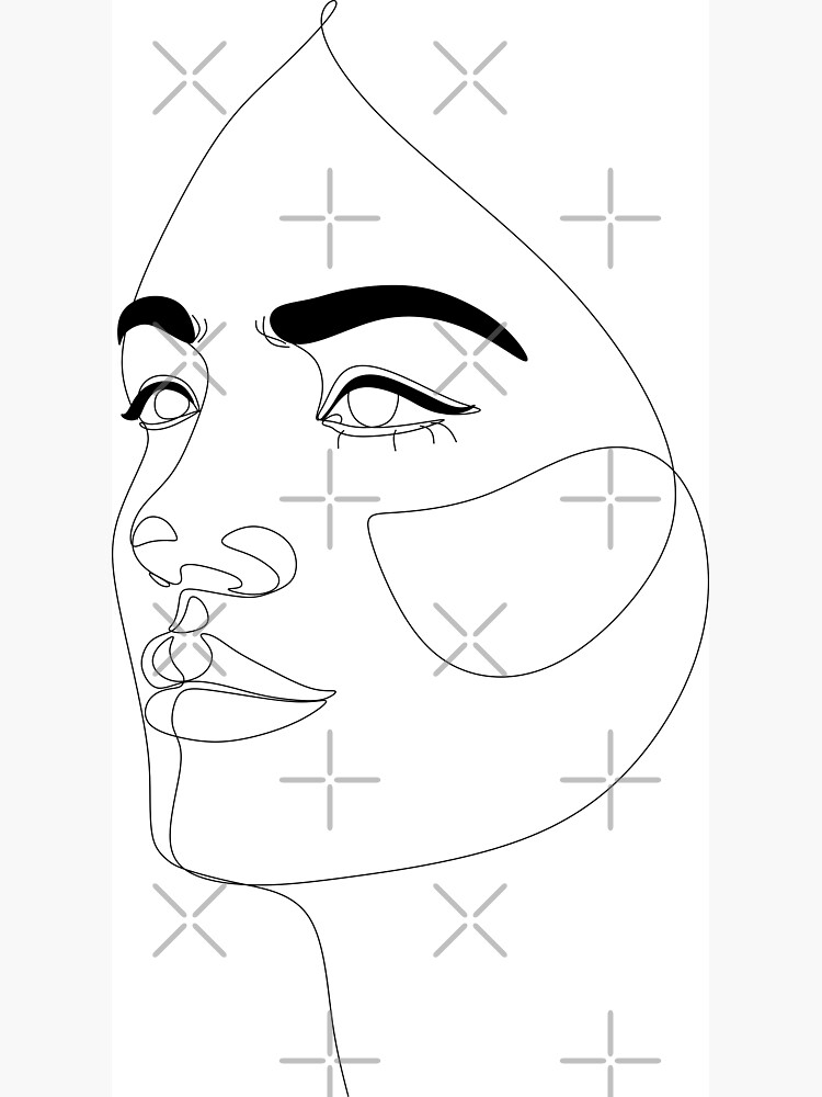 Abstract Face One Drawing Portrait Minimalistic Style Nude Line Art