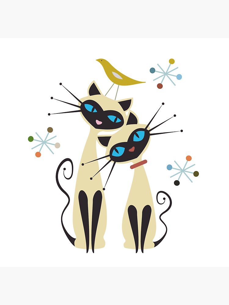 Mid Century Modern Cats Sticker For Sale By Smt Redbubble