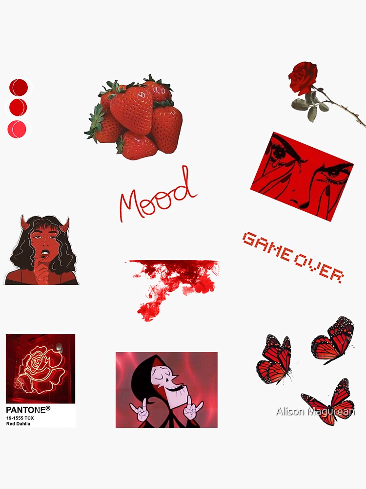 Red Aesthetic Pack Sticker By Alisonm Redbubble