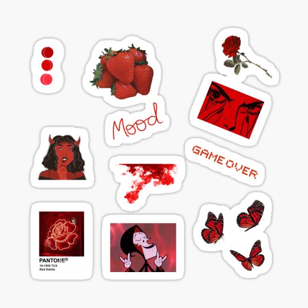 Red Aesthetic Pack Sticker By AlisonM Redbubble