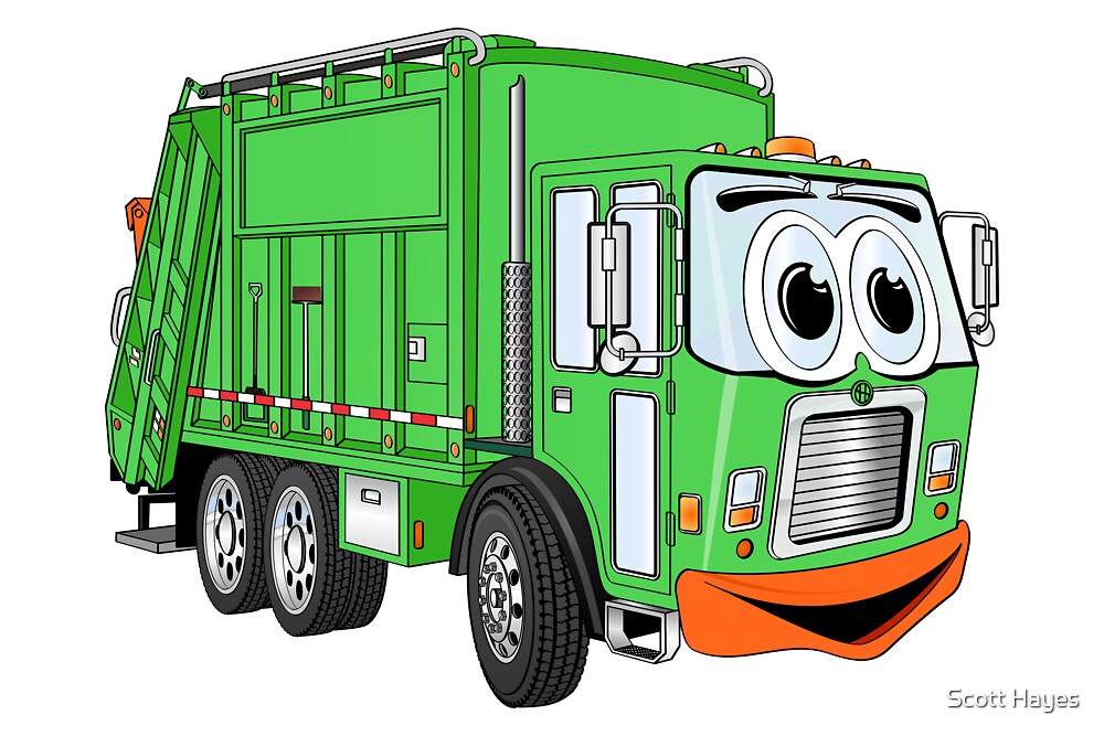 "Silly Smiling Garbage Truck Cartoon" by Graphxpro | Redbubble