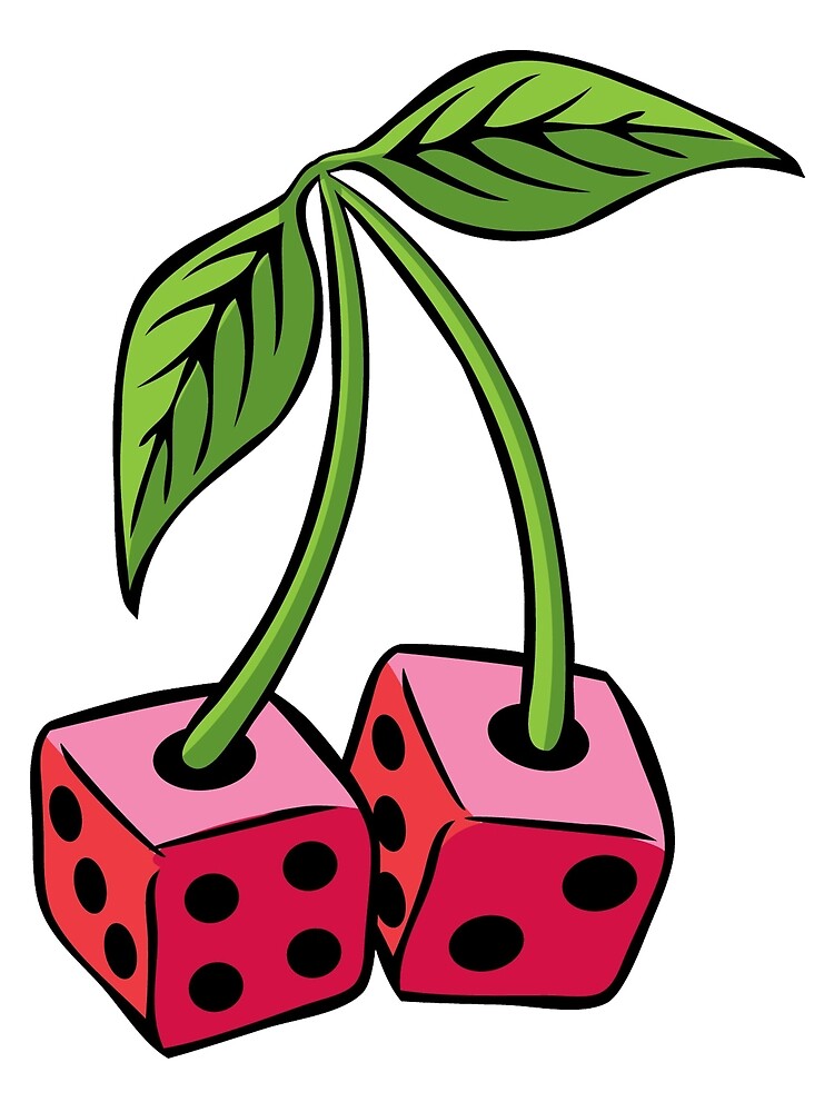 "Red Cherry Dice Retro Rockabilly Digital Art" by scooterbaby Redbubble