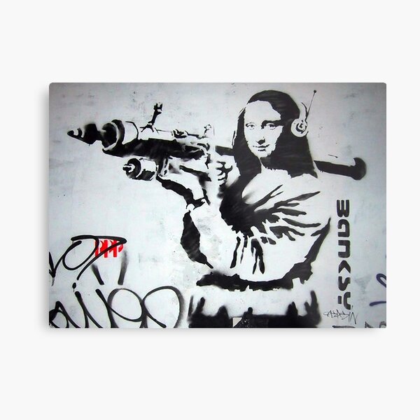 Banksy Mona Lisa With Rocket Launcher Graffiti Metal Print By