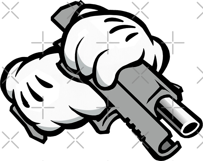 "Ghetto Cartoon Hands with Gun" Stickers by robotface | Redbubble