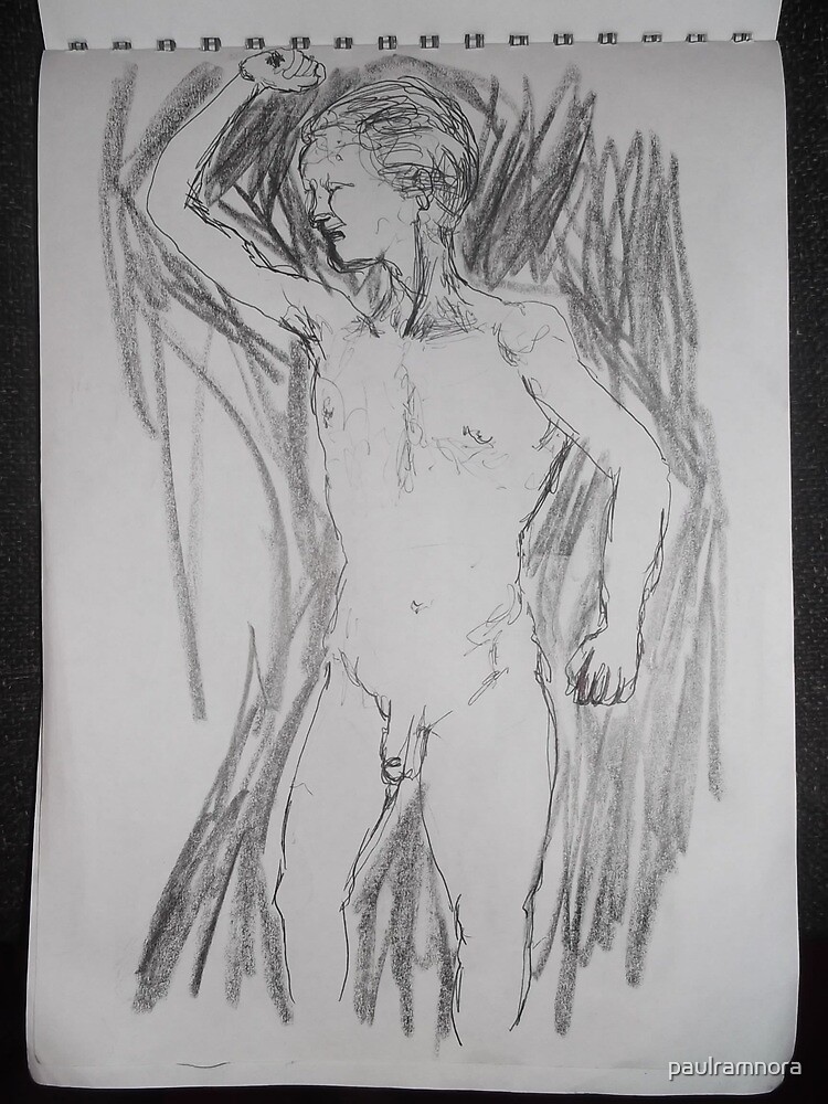 Male Nude Life Drawing Pen Ink Sketch Digital Photo By