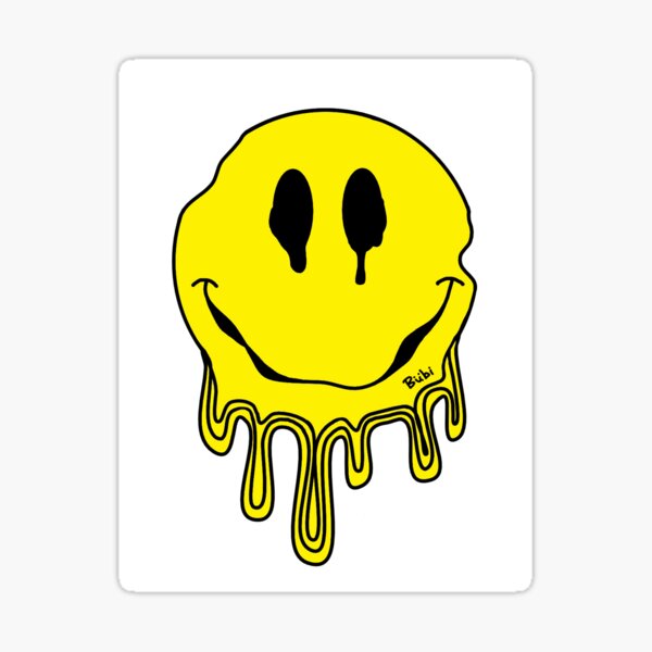 Melting Smiley Face Sticker By Caelieb Redbubble