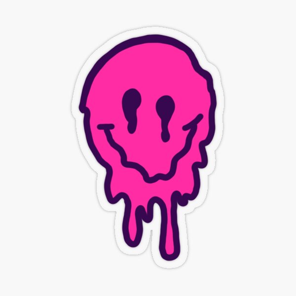 Pink Purple Drippy Smiley Face Sticker By Larakoelliker Redbubble