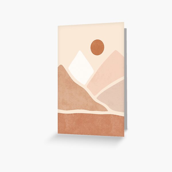 Neutral Boho Mountain Sun Greeting Card By Miss Belle Redbubble