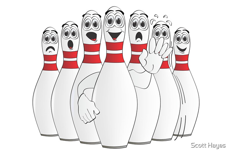 "Cartoon Worried Bowling Pins" By Graphxpro | Redbubble