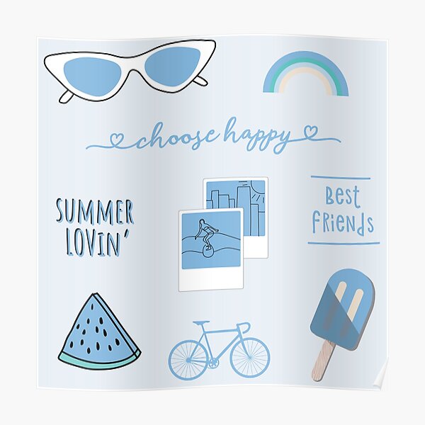 Light Blue Sticker Pack Poster For Sale By The Goods Redbubble