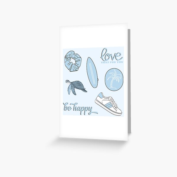 Light Blue Summer Beach Fun Sticker Pack Greeting Card For Sale By