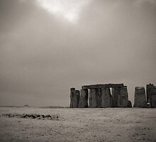 Stonehenge about to be engulfed in a snow storm by Ian Hosker