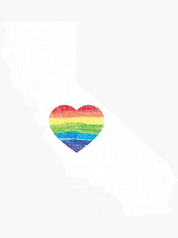 California Gay Pride Heart Rainbow Flag LGBT Month Lesbian Bisexual