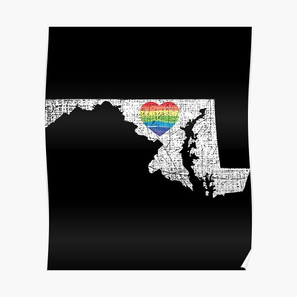 Maryland Gay Pride Heart Rainbow Flag Lgbt Month Lesbian Bisexual