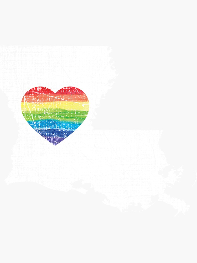 Louisiana Gay Pride Heart Rainbow Flag LGBT Month Lesbian Bisexual