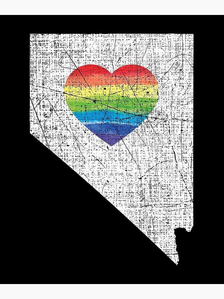 Nevada Gay Pride Heart Rainbow Flag LGBT Month Lesbian Bisexual