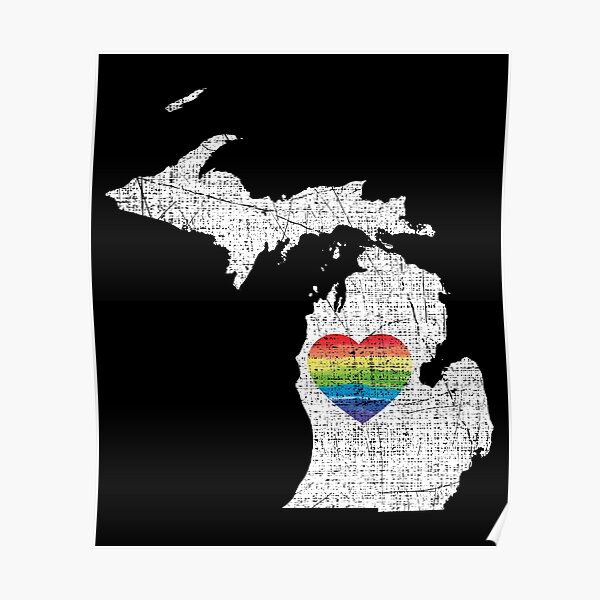 Michigan Gay Pride Heart Rainbow Flag Lgbt Month Lesbian Bisexual