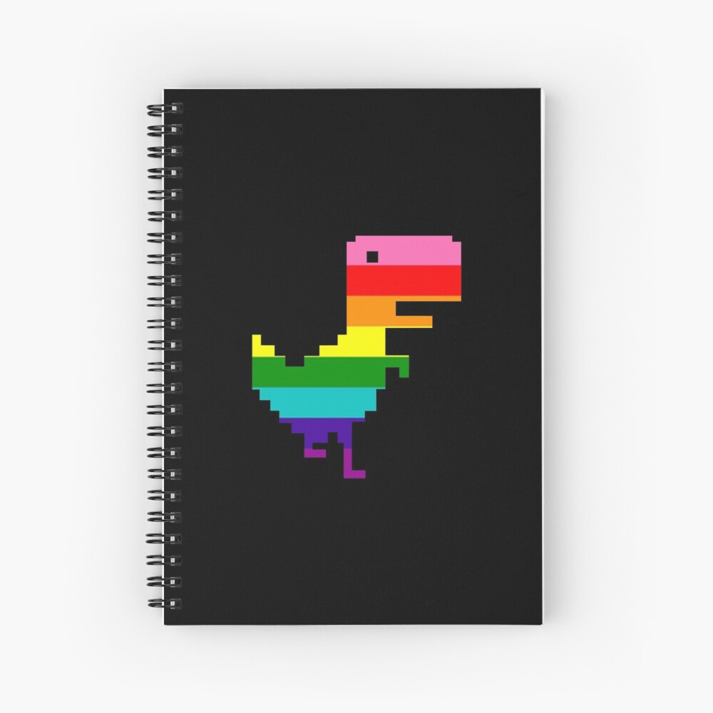 Google Chrome Dino T Rex LGBT Gay Pride Flag Dinosaur Spiral Notebook