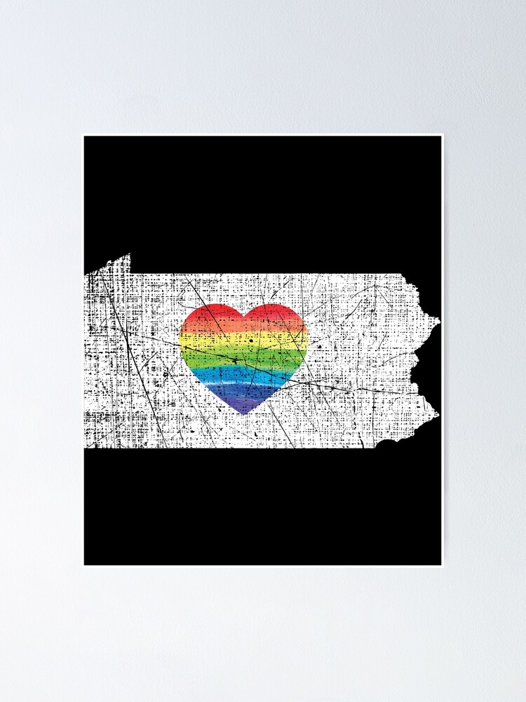 Pennsylvania Gay Pride Heart Rainbow Flag LGBT Month Lesbian Bisexual